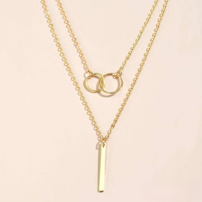 Vintage Gold Double Circle Necklace