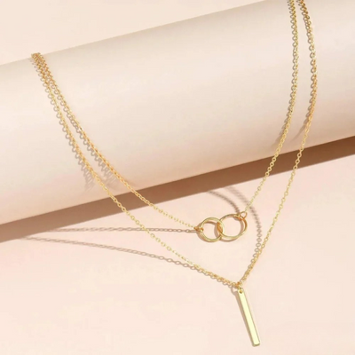 Vintage Gold Double Circle Necklace