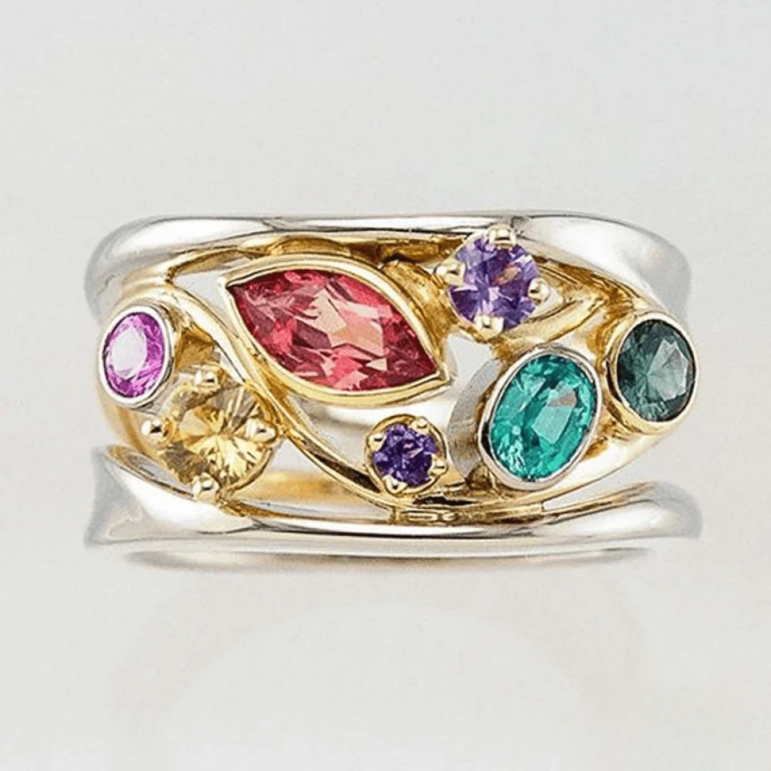 Vintage Style Gold and Silver Zircon Ring