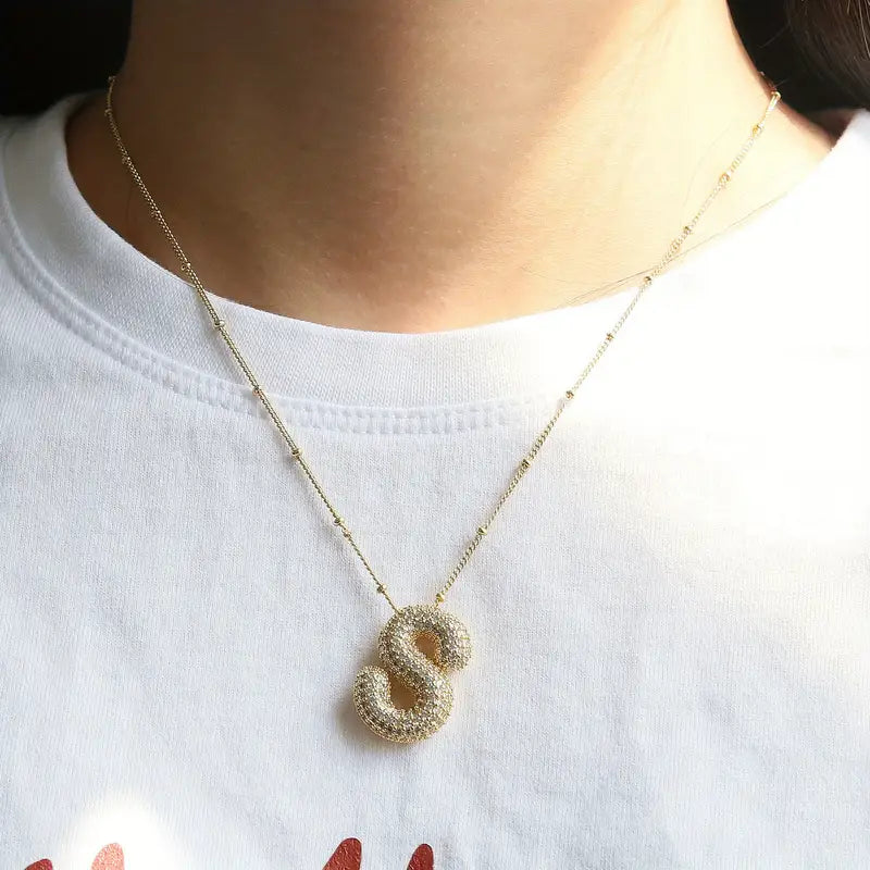 Ball Letter Necklace Set | Gold