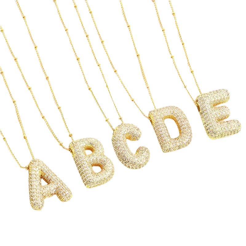 Ball Letter Necklace Set | Gold