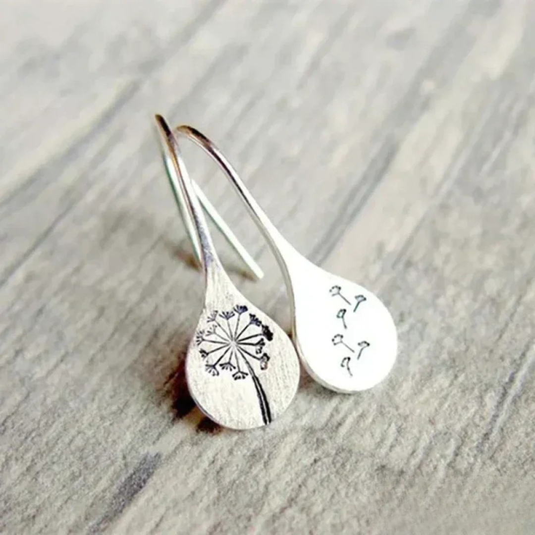 Elegant Silver Earrings Inspired by the Leaves of Dandelions