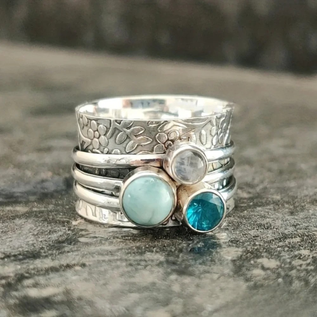 Vintage Style Natural Blue Stone Ring