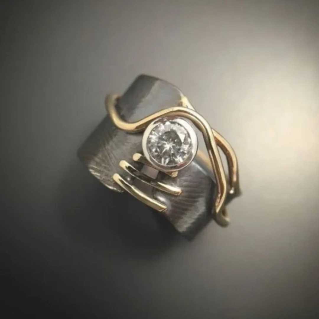 Antique Deep Silver Zircon Ring