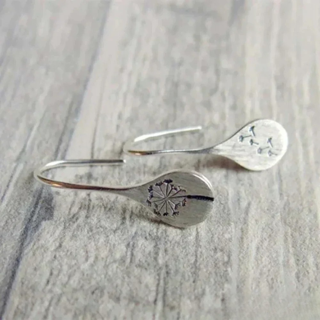 Elegant Silver Earrings Inspired by the Leaves of Dandelions