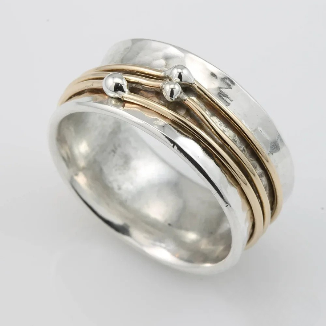 Vintage Gold-Plated Layered Silver Ring