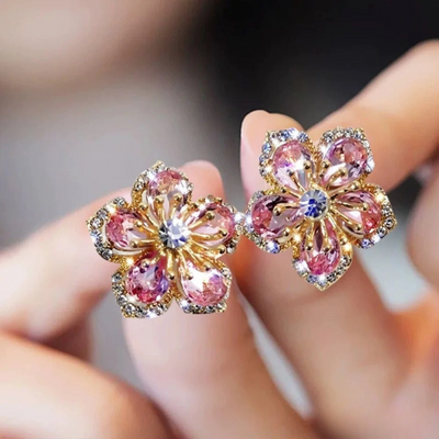 Colorful Zircon Earrings, Made of Pure Silver