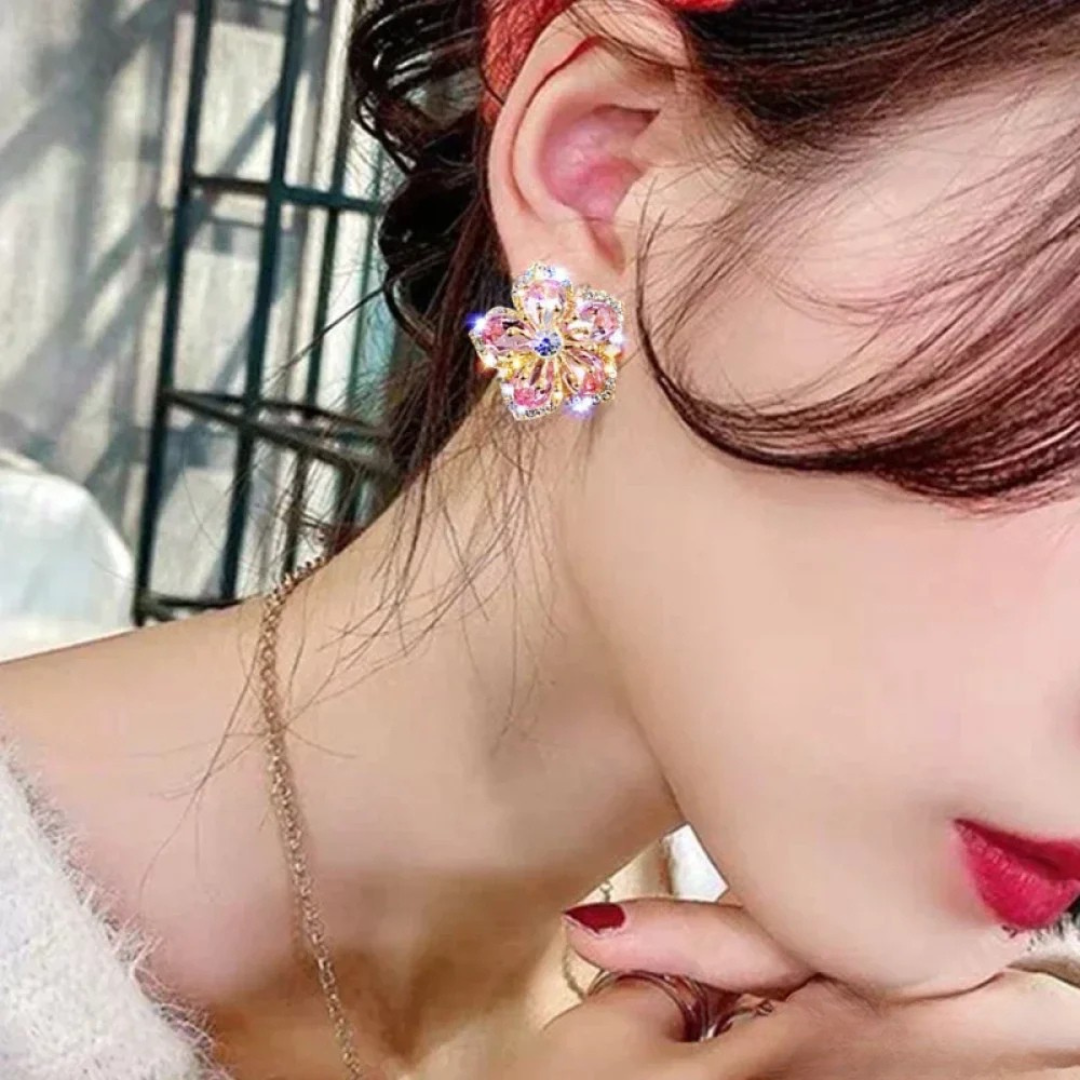 Colorful Zircon Earrings, Made of Pure Silver