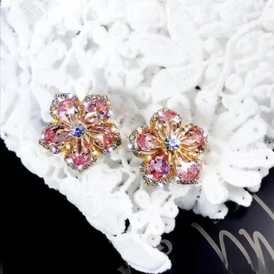 Colorful Zircon Earrings, Made of Pure Silver