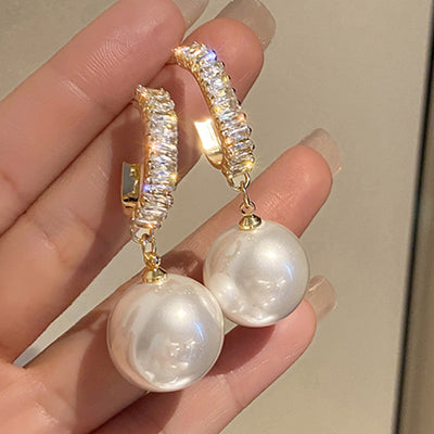 Luxurious Pearl and Zircon Earrings