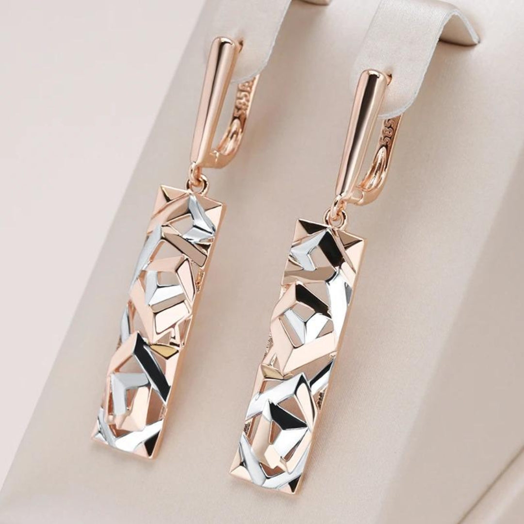 Elegant Gold and Silver Rectangular Earrings