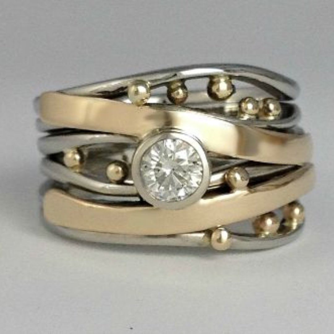 Aspen™ | Ring with zirconia and gold inlay