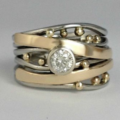 Aspen™ | Ring with zirconia and gold inlay