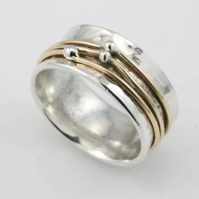 Aspen™ | Layered silver ring with gold