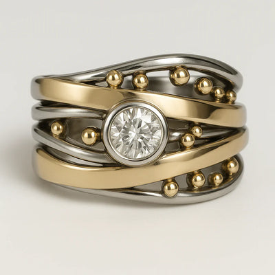 Royal - Vintage Gold Inlay Zirconia Ring