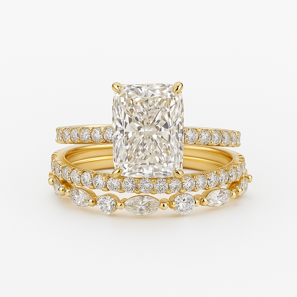 Jaily 3-Piece Wedding Ring Set | Gold