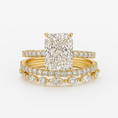 Jaily 3-Piece Wedding Ring Set | Gold