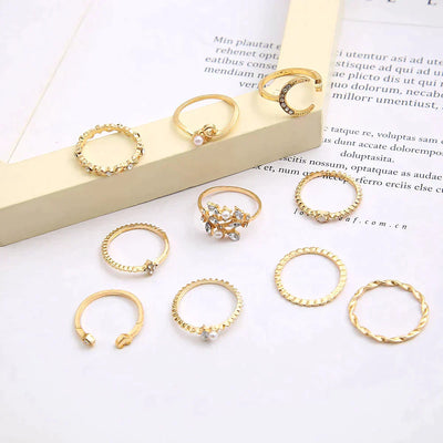 10 Pairs of Bohemian Style Silver and Gold Rings