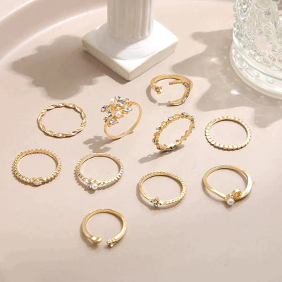 10 Pairs of Bohemian Style Silver and Gold Rings