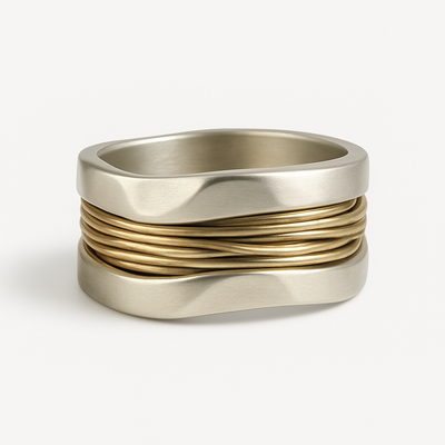 Gold Line Silver Ring