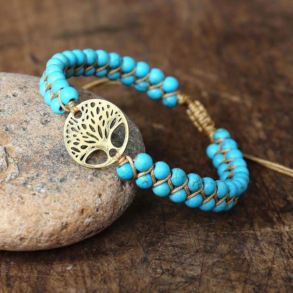 Handmade Turquoise Tree of Life Bracelet