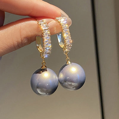 Luxurious Pearl and Zircon Earrings