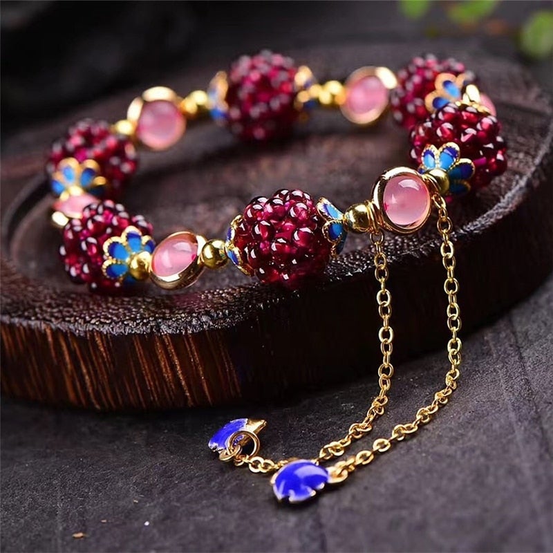 Natural Stone Bracelet with Berries