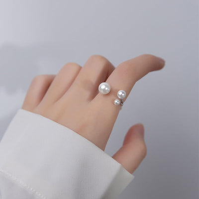 Adjustable Ring with Three Freshwater Pearls