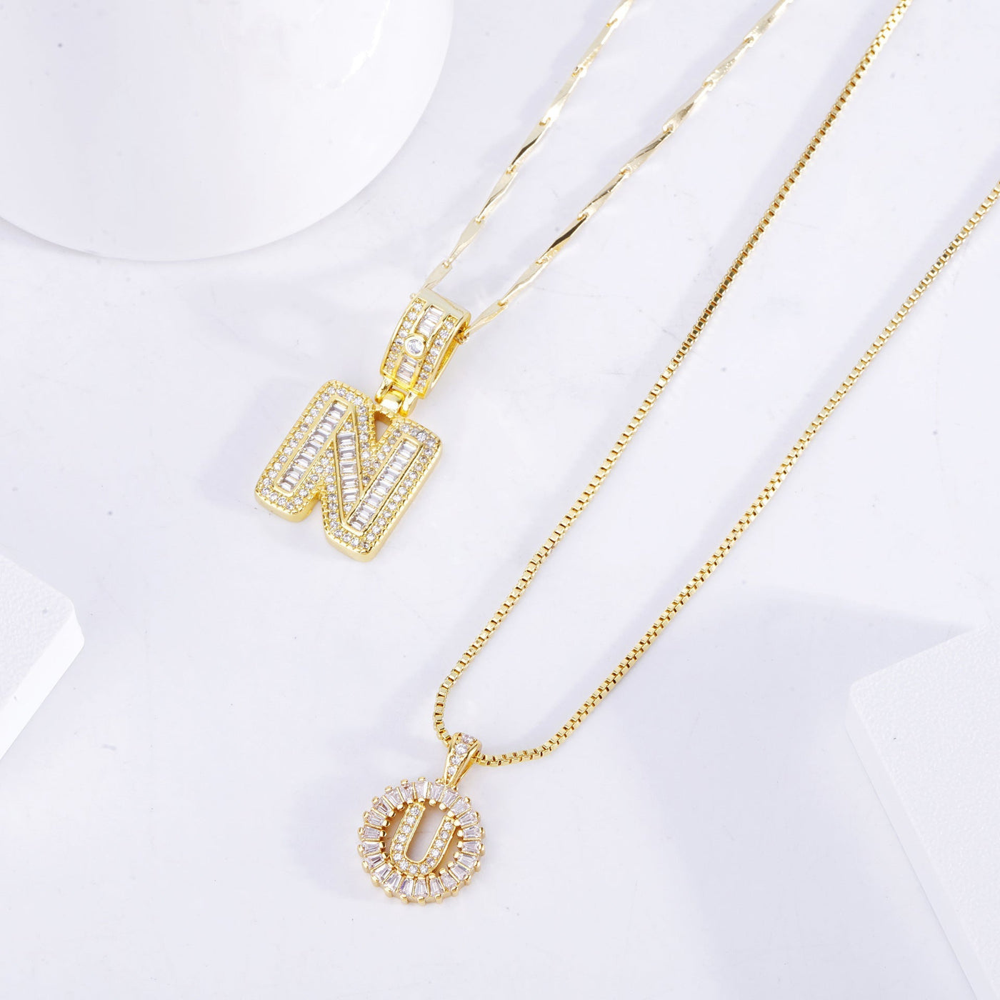 Moissanite Letter Necklace | Gold