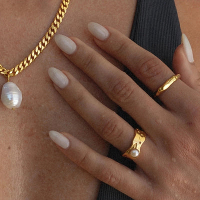 Vintage Natural Gold Ring with Pearl