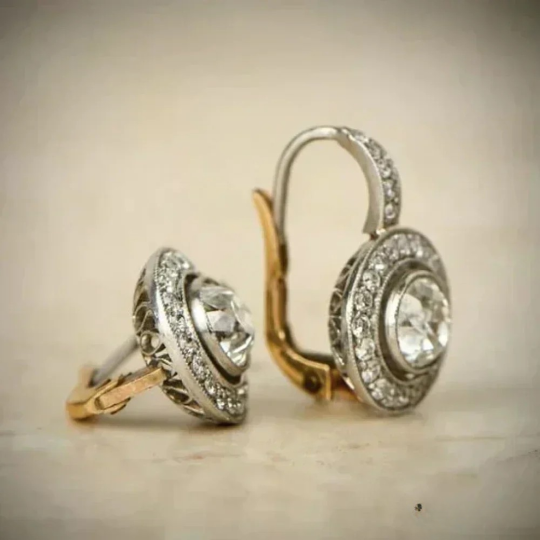 Antique Silver Earrings with Zircon Stones