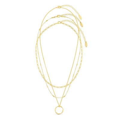 Open Circular Necklace with Three Rows | Gold