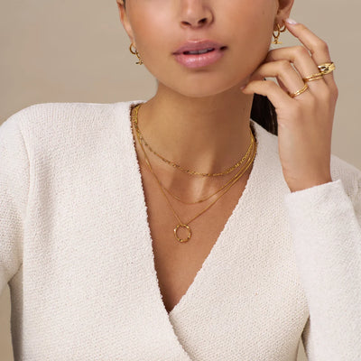 Open Circular Necklace with Three Rows | Gold