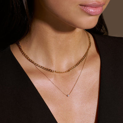 Flat curb chain necklace | Gold