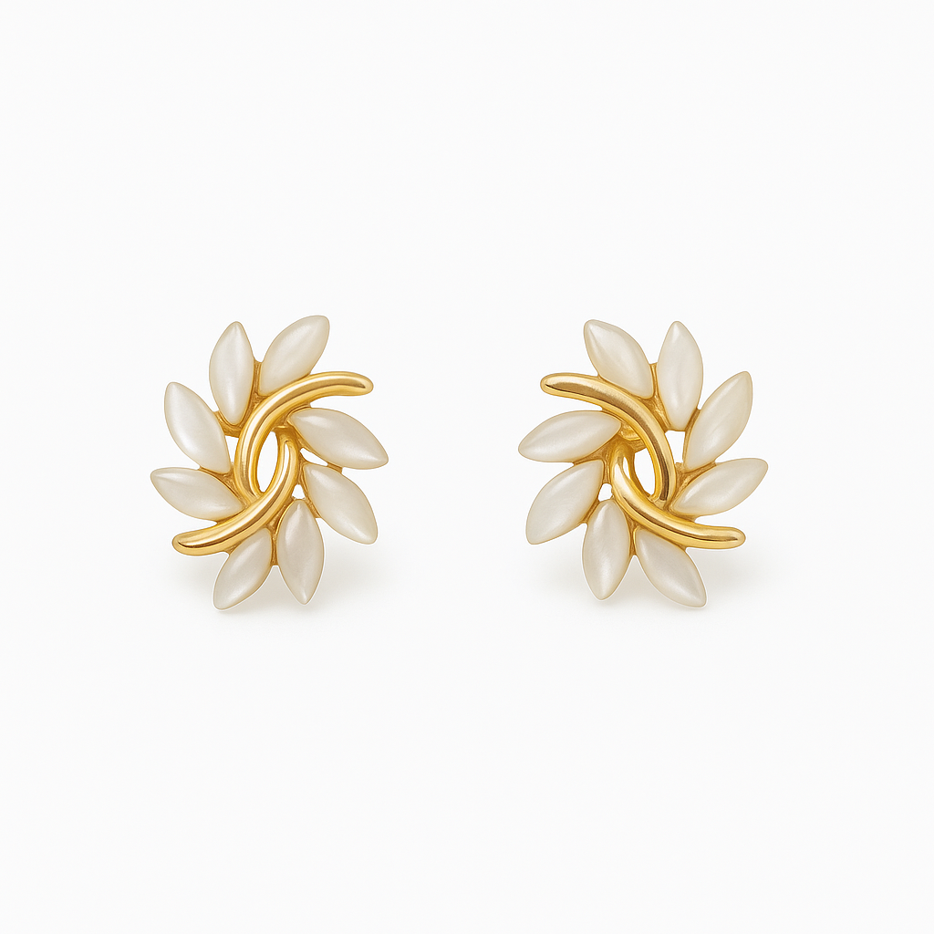 Elegant Gold Earrings with White Opal