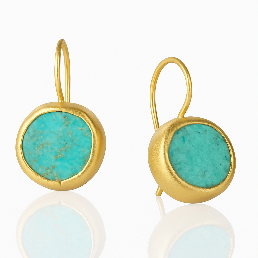 Gold Earrings with Turquoise Gemstone