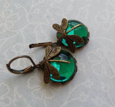 Aspen™ | Antique Style Spherical Dragonfly Earrings