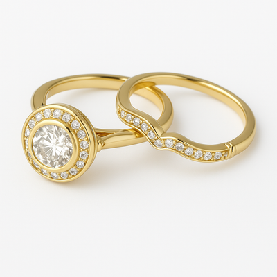 Classic Gold and Zircon Ring Set