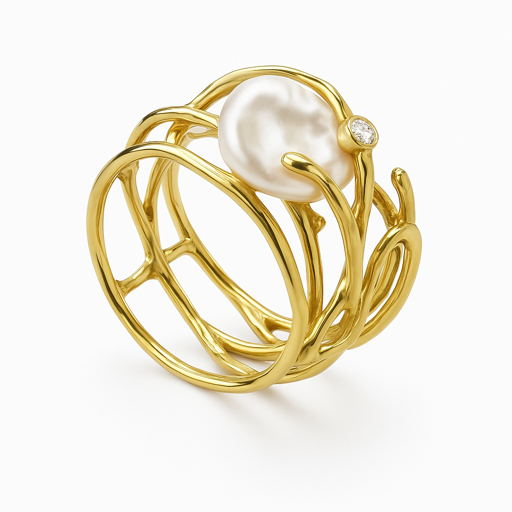 Antique Exquisite Gold Ring with Pearl
