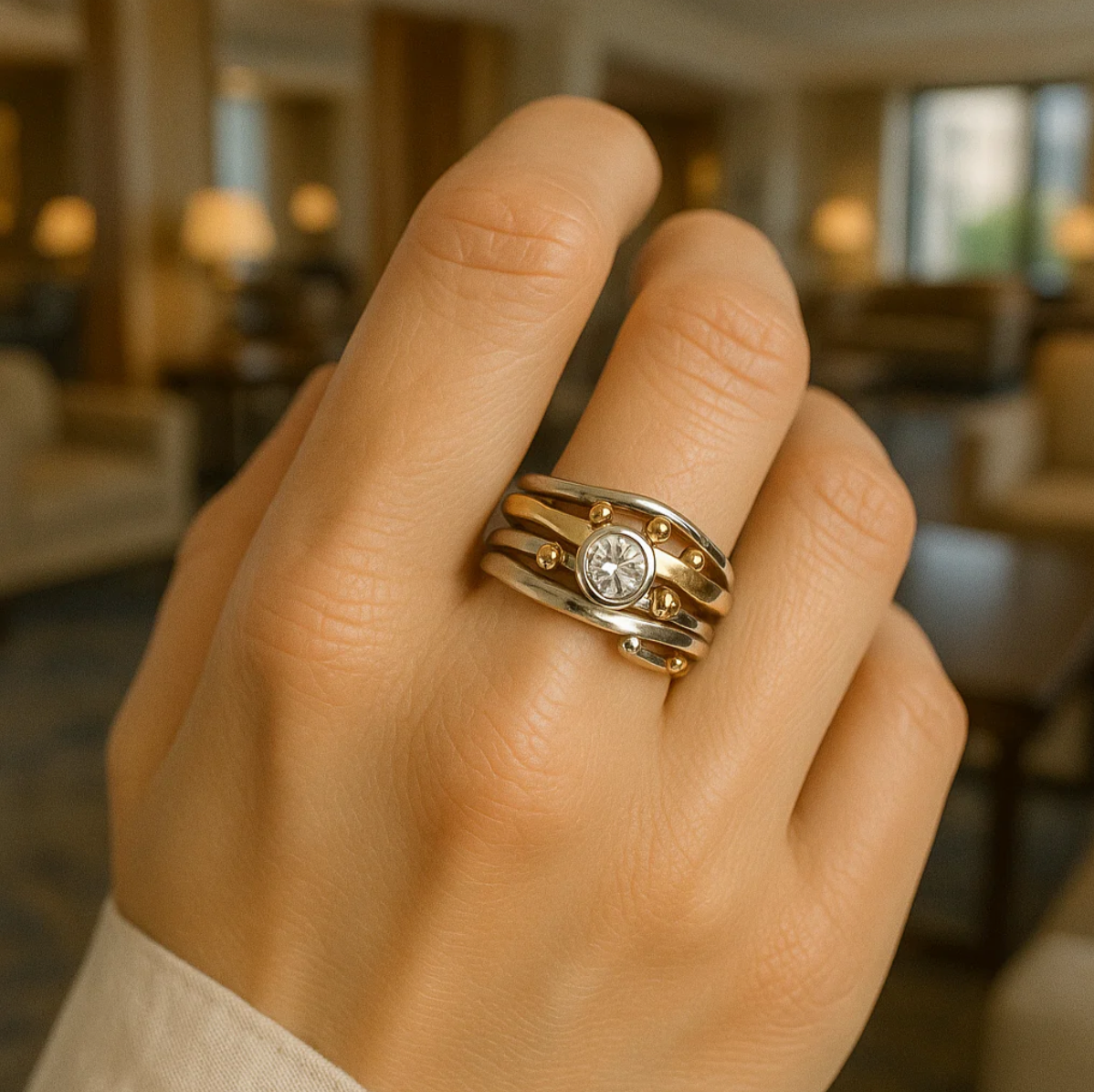 Aspen™ | Ring with zirconia and gold inlay