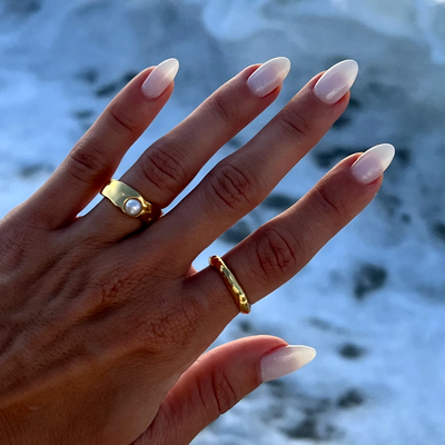 Vintage Natural Gold Ring with Pearl