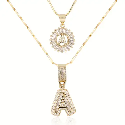 Moissanite Letter Necklace | Gold