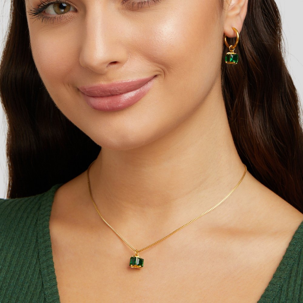 Emerald Square Block Necklace