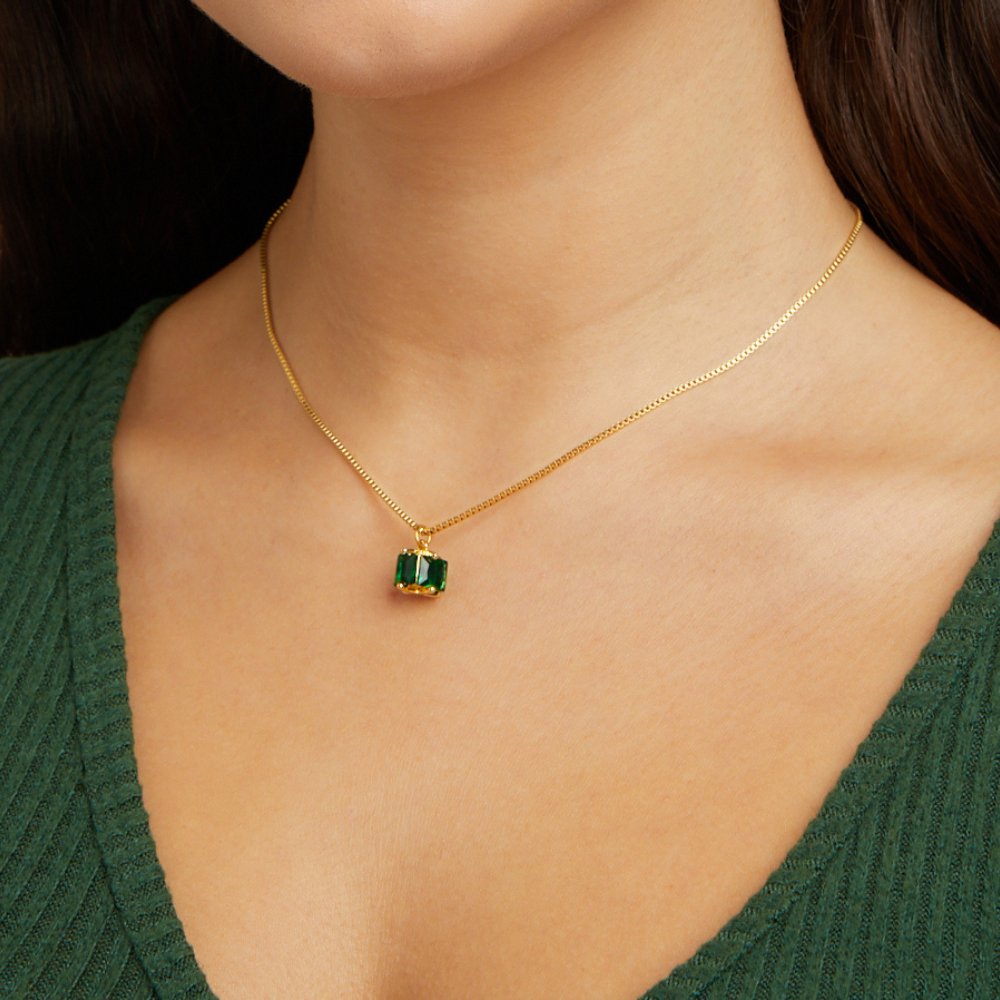 Emerald Square Block Necklace