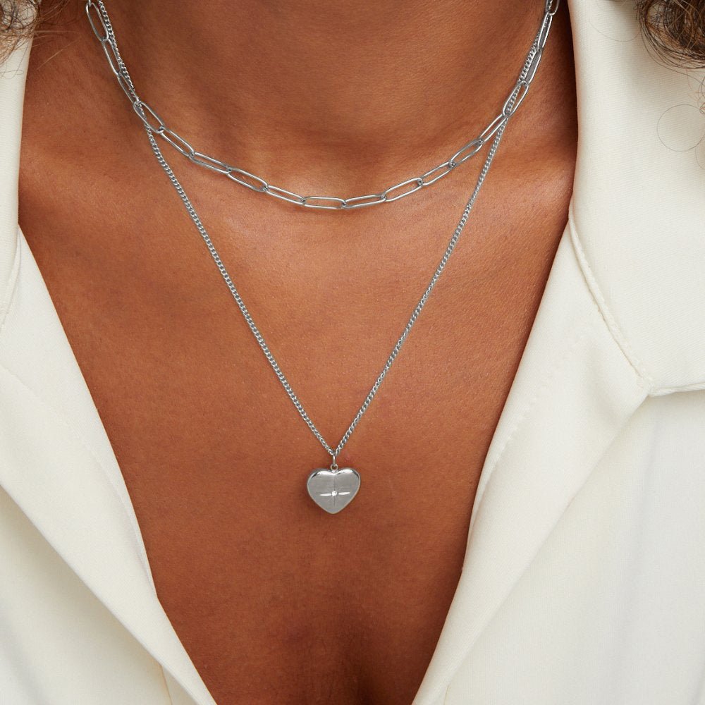 Heart and Paperclip Necklace