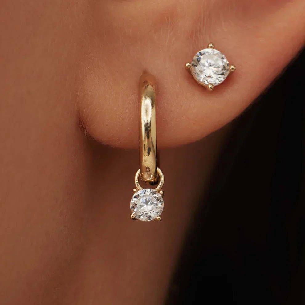 Hoop Earrings Made of Moonstone | Gold
