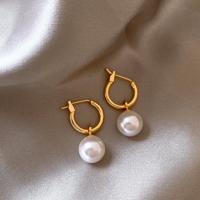 Golden Pearl Elegant Earrings