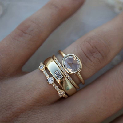 Aspen™ | Gold and Zirconia Ring Set
