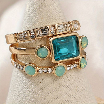 Aspen™ | Ring Set with Blue Crystal