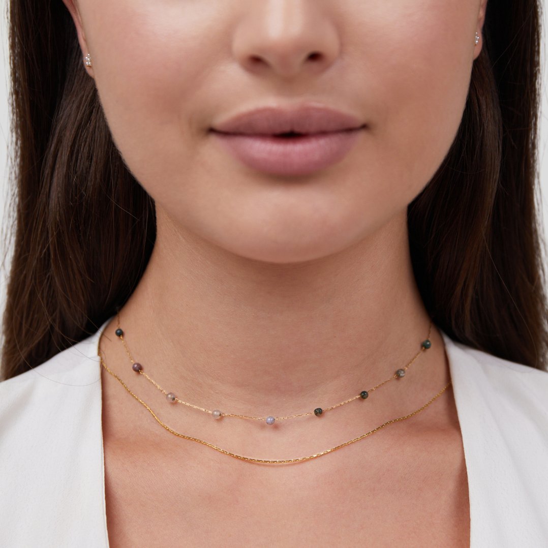 Layered Necklace Alana in Gold and Stone